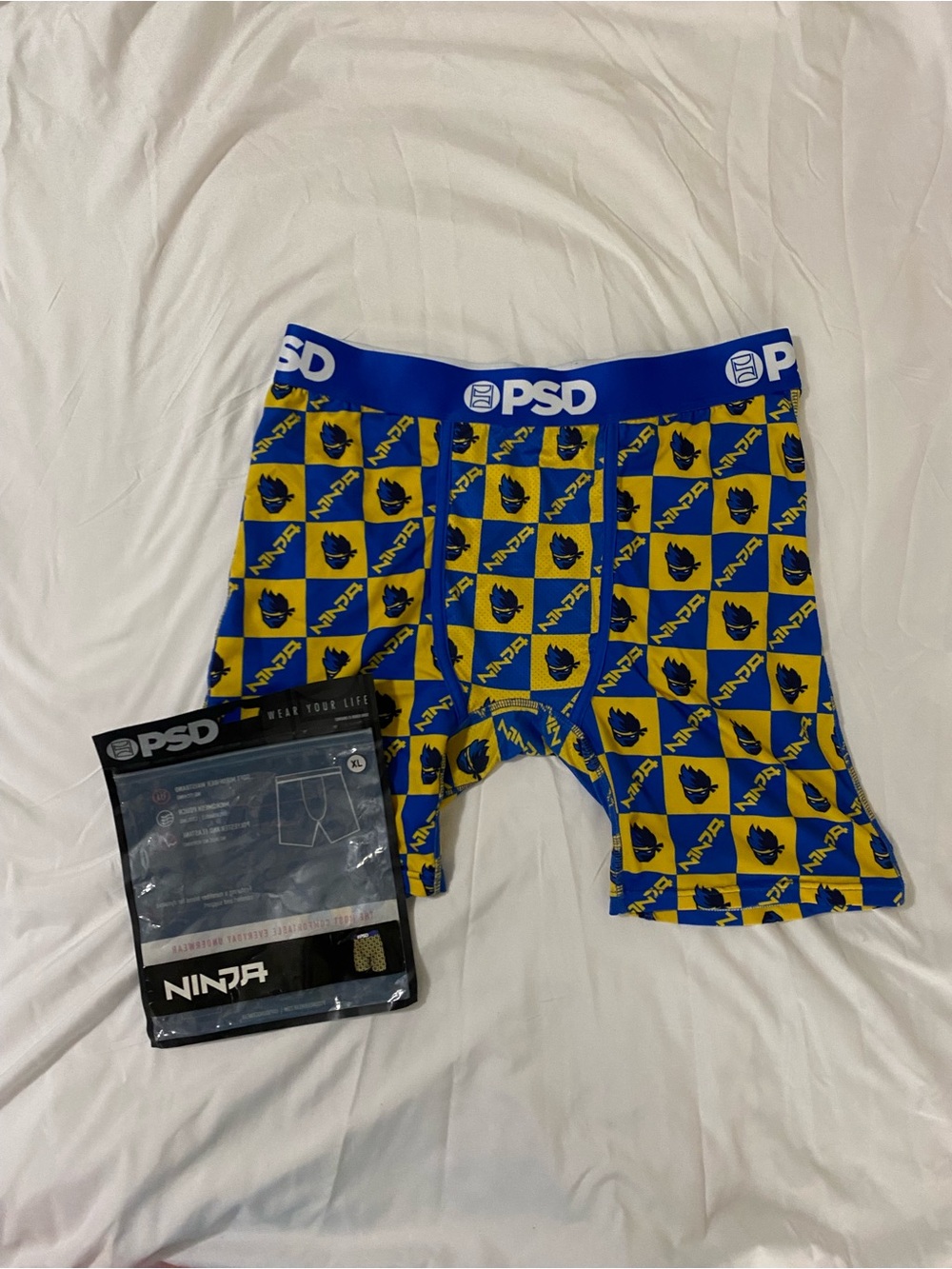 PSD Blue & Yellow Ninja Check Boxer Briefs